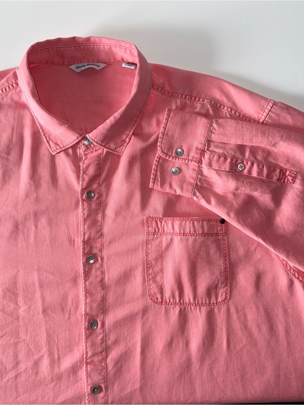 Tommy Bahama Men's 3XL Button Down Shirt Salmon Pink Cotton TENCEL